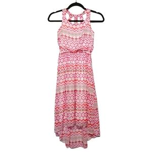 SPEECHLESS Pink Orange Chevron Stripe Print Sleeveless Hi Low Maxi Dress 10 Girl